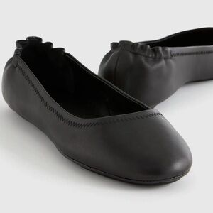 Quince On-The-Go Italian Leather Ballet Flat Black Sz 8